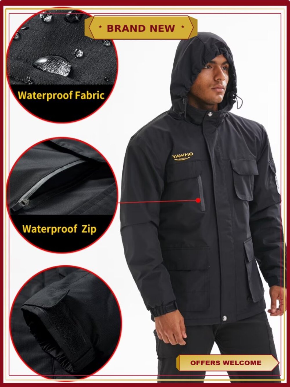 Men's Ski Winter Jacket Mountain Windproof Waterproof Rain Snowboarding Fleece - Picture 5 of 6